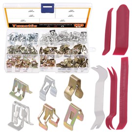 Tanstic 125Pcs 6 Types Trim Panel Clips Kit, including Metal Retainer Clips Automotive Car Interior Trim Clips Moulding Fastener with Trimming Tools for Cars Trucks