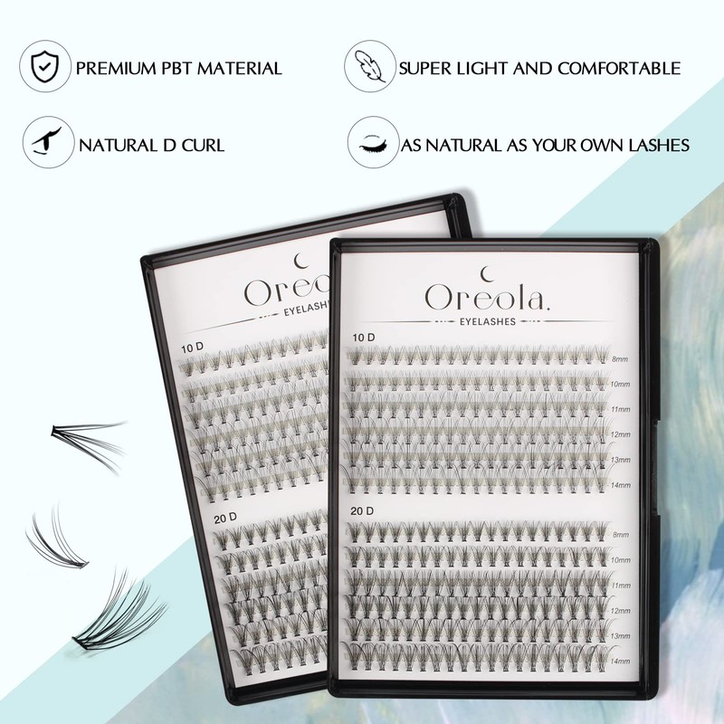 Oreola Cluster Lashes Extensions 10D 20D Individual Eyelashes 0.1D Curl