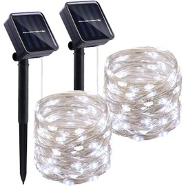 ITICdecor Solar Fairy Lights, 2 Pack 33FT 100LED Solar Lights Outdoor Garden String Lights for Patio Yard Wedding Party Christmas Decoration (Cool White)