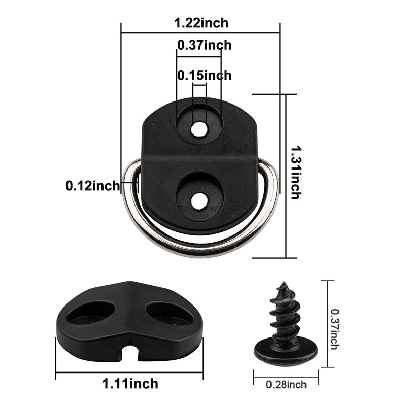 VEHIRIE 6 Pcs D-Ring Tie Downs Small D-Rings Anchor Lashing