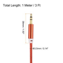 MECCANIXITY 4 Pack Aux Cable 3.5mm Male to Male Nylon Braided Cord 3Ft 3 Pole Stereo Sound Auxiliary Cable Red for Earphones, Smart Phones, Home/Car Stereos, Speakers, Computers