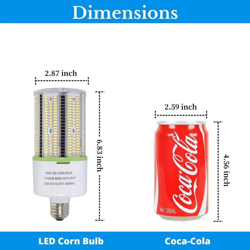 TJBB 2-Pack 80W LED Corn Bulbs,E26/ E39 Base Light,5000K Daylight,LED