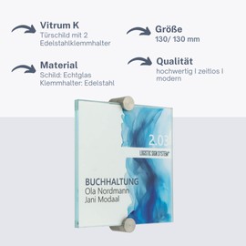 Logistic Sign System Glass Door Sign, Vitrum K2, Clamp Holder (130/130 mm)