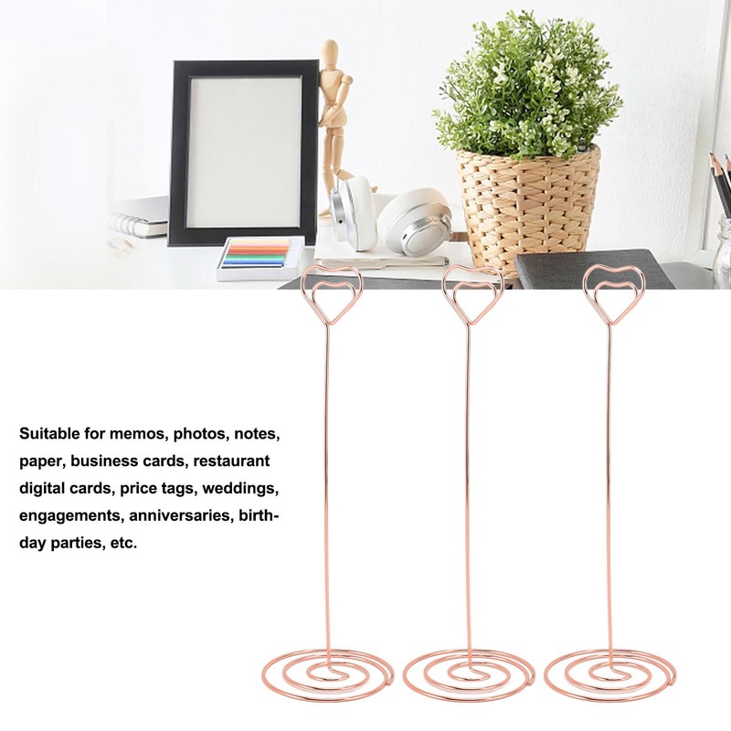 15PCS Table Number Holder 22cm Heart Shaped Iron Wire Picture