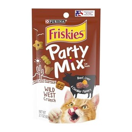Friskies Crunchy Party Mix Pouch Cat Treats Quantity: Case of 10, Flavor: Wild West