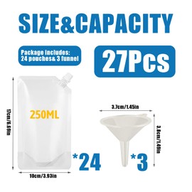 TUBAWD 24Pcs Drink Pouches, Festival Drink Containers, Plastic, White