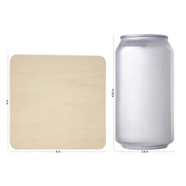 Wooden Coaster Squares 4 x 4-inch, Pack of 5 Unfinished Wood Square Plaque, Round Edged Wood Tiles for Painting & Decor, by Woodpeckers