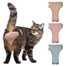 wegreeco Cat Diapers for Female and Male Cats(Only for Pee),Reusable Pet Kitten Diapers for Cats Spraying,Kitty Cat Incontinence Diapers Small Medium Large Size
