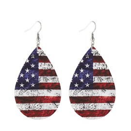 ROSTIVO American Flag Leather Teardrop Earrings for Women – Lightweight Patriotic Jewelry for 4th of July, Memorial Day, Veterans Day