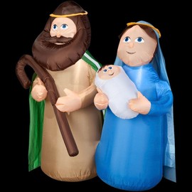 Gemmy Christmas Decoration Lawn Yard Inflatable AIRBLOWN Mary, Joseph & Baby Jesus HOLY Family 4' Tall