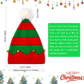 Asikkon Christmas Elf Knit Hat for Toddler, Beanie Knitted Xmas Hats with Jingle Bells for Kids 1 to 6 Years Old Children
