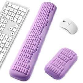 UnivoColors Full-Sized Keyboard & Mouse Wrist Rest Set-Ergonomic 3.0 Upgrade,Wave Curve Support,Comfortable Support & Fatigue Relief,Non-Slip Base,Perfect for Work & Gaming(Lavender)