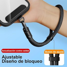 WEEILUOQ Correa de mano ajustable para muñeca, Correa Celular, cordón universal con parche para teléfonos móviles,Para Viajes,Ciclismo (Negro)