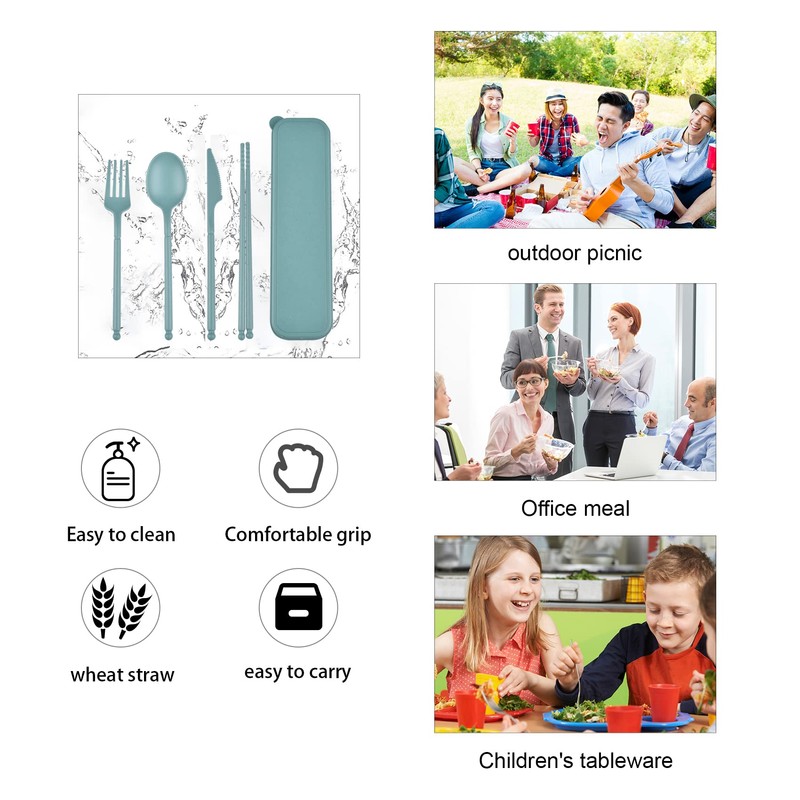 Camping Utensil Set, Reusable Utensils Set with Case, Plastic Cutlery