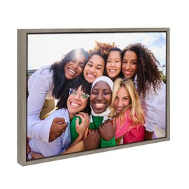 Kate and Laurel Sylvie Custom Printed Framed Canvas Wall Art, 20x16 Gray, Personal Canvas Print with Your Photos for Bedroom or Living Room Gallery Wall Decor | Printed and Hand Framed in the USA