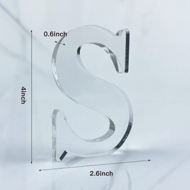 WOODOUNAI 4 Inch Designable Acrylic Letters Unfinished Acrylic Letter for Wall Decor Decorative Standing Letters Slices Sign Board Decoration for Craft Home Party Projects (S)