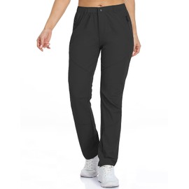 Golf Pants Women Lightweight Travel Pants Women Quick Dry Nylon Casual Pants Slacks Ladies Outdoor Hiking Pants Black XS/27