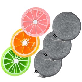 Pill Organizer Travel Pill Container 7 Compartments Weekly Pill Box Round Daily Cute Pill Case for Pills Vitamin Fish Oil Supplements Container