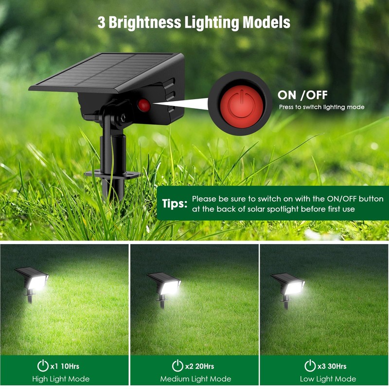 LAMKEEP Solar Spot Lights Outdoor with 60 LED & Auto