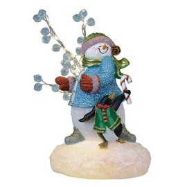 Old World Christmas Snowgal and Penguin Lighted Figurine, Cast Resin Christmas Decoration with Glitter, Festive Light Up Tabletop Holiday Display