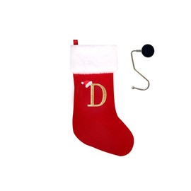 infleesh 20 Inches Monogrammed Christmas Stockings with Letters,Super Soft Christmas Stockings Large Monogram Stockings Red Letter Stockings for Christmas Holiday Xmas Gift (D)