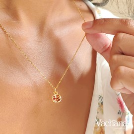 Pomegranate Cubic Zirconia Necklace - 18k gold plated necklace chain with 18k gold plated pomegranate cubic zirconia pendant