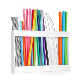 Straw Holder Detachable and Washable Organizer for Reusable Straw Holder for Cabinet Storage Container for Kitchen Counter and Cupboard (Pure)