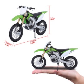 Maisto Kawasaki KX 450F: (531175) Replica Model Motorbike 1:12 with Movable Stand, Rear Suspension and Free Rolling Wheels Green
