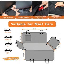 Dog Car Seat Cover for Back Seat,Heavy Duty Dog Hammock for Car with Side Flap,100% Waterproof Pet Backseat Cover, Anti-Scratch Nonslip Pet Seat Protector for Cars Trucks and SUV (Black with Orange)