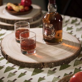 Vintiquewise Barky Natural Wood Slabs Rustic Ornament Slice Tray Table Charger-14 Inch Dia, 14" Diameter, Beige