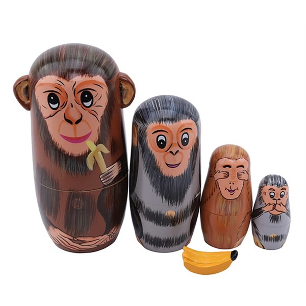 Matrioska Matrioska Set of 5 Funny Monkeys and Nesting Bananas