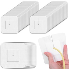 Molain 80 Pcs G Tube Covers Feeding Tube Supplies 4" x 4" Split Drain Adhesive Bandages G Tubes Accessories Nursing Pads Dialysis Accessories Gtube Supplies Foley Tubing Stabilization Device