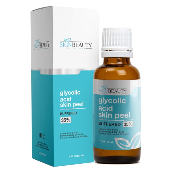GLYCOLIC Acid 35% Skin Chemical Peel - BUFFERED - Alpha Hydroxy (AHA) For Acne, Oily Skin, Wrinkles, Blackheads, Large Pores,Dull Skin… (1oz/30ml)