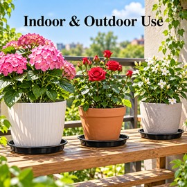 3 Pack Plastic Plant Saucers for Flower Pots – Durable Round Drip Trays for Indoor Plants and Outdoor Gardening