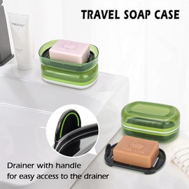 AIDIMMING Travel Soap Case, Bath Soap Holder, Bar Soap Dish with Lid for Traveling,Portable Bar Soap Container for Traveling, Camping, Gym, Bathroom (Green)