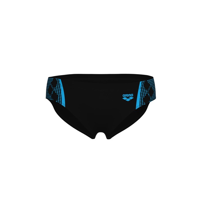 Arena Mens Graphic Swim Briefs, Black-Turquoise, 36 EU