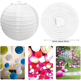 Round Ceiling Paper Light Shade Bamboo, 30 cm Ribbed Style Lampshade, Traditional Lampshades for Decoration, White