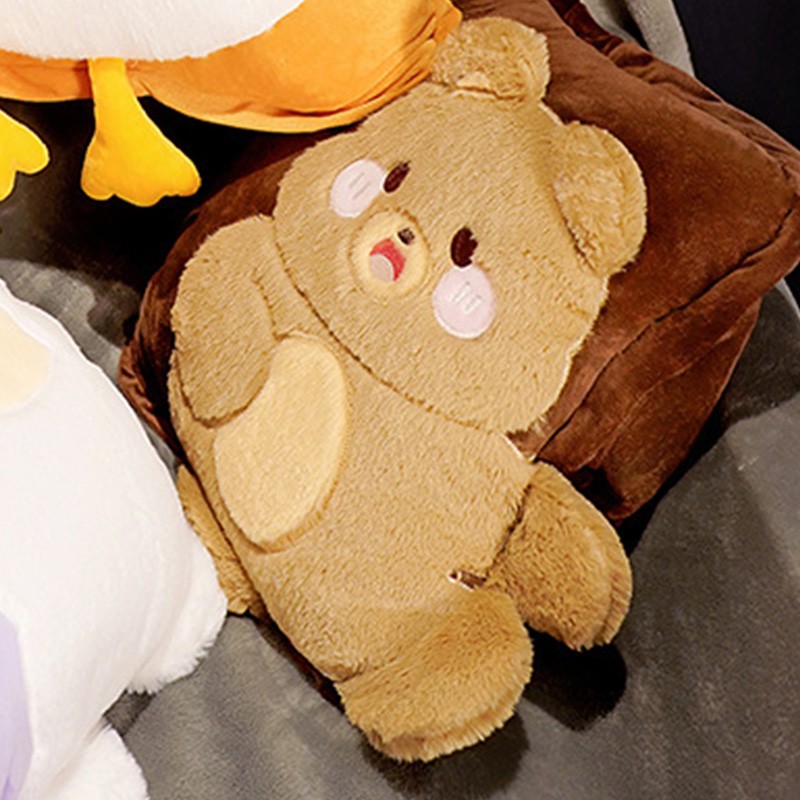 Travel Blanket and Pillow Set Multifunctional Plush Cute Animal Hand