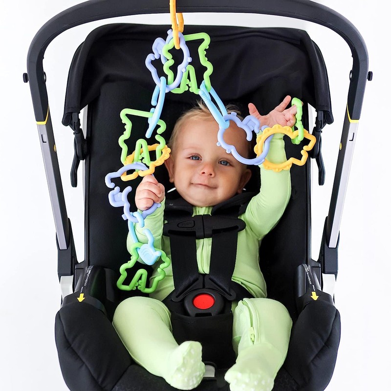 Nuby Animal Click Linkables, 24 Colorful Links for Strollers, Car