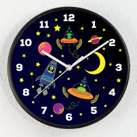 25cmx25cm Happy Galaxy Children Wall Clock 2 Yrs Warranty Modern Home Decoration Bedroom Decor Stylish Living Room Design Office Accessories Clocks Gift Ideas