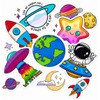 50 Piezas Pegatinas de Planeta y Astronauta, Calcomanías de Dibujos