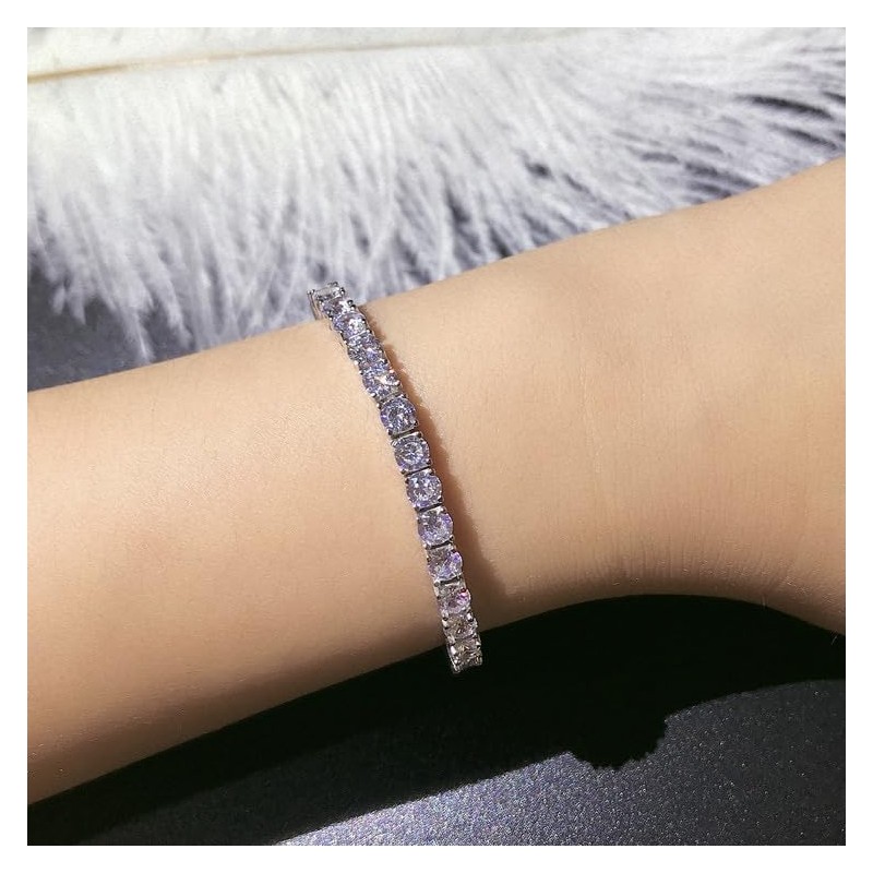 [3MNSCD] 7" 3 Color Gold Plated Tennis Bracelet Women Jewelry