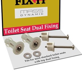 FIX-IT Pack of Dual Fixing, Includes Top Fix/Bottom Fix Tightly Secures Your Toilet Seat, Suitable for 14-19 mm Hole Sizes in Standard Pans