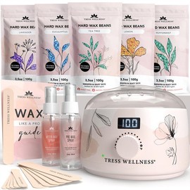 Super Saver Wax Kit by Tress Wellness | Armpit, Face, Brazilian & Bikini Waxing | All-in-One Hair Removal Waxing Kit - Sensitive Skin Body Care for:_WATERCOLOR - Flower Pink
