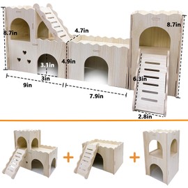 Hamster Hideout House Multi Chamber Rat Hide Hut Castle Climbing Toy Exploring Labyrinth Tunnel Toy for Syrian Dwarf Gerbils Hamsters Mice (Pattern B)