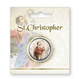 Cross My Heart Coloured St Saint Christopher Pocket Token Coin 3.25cm Carded Prayer on Reverse
