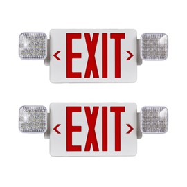 CM MZY Red Exit Sign with Emergency Light, Two Adjustable Square Head,Exit Sign with Battery Backup,US Standards,UL Certified,Exit Sign Combo for Business,AC 120/277V,2 Pack
