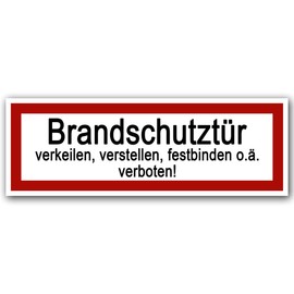 Pack of 5 Fire Door Stickers, 21 x 7.2 cm, Outdoor Fire Door Wedge, Adjust, Tie or Similar Prohibited Warning, Prohibition Sign, Warning Sign, Safety Sign Sticker