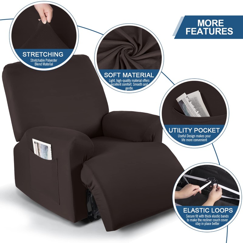 TAOCOCO Recliner Chair Covers Stretch Polyester Fabric 3-Piece for Large