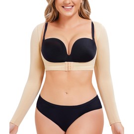 LODAY Upper Arm Shaper for Women Faja Post Surgery Slimming Compression Sleeves Shapewear Tops(Beige, L/XL)